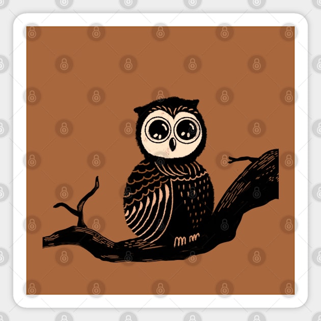 Owl on a tree Magnet by Chigurena